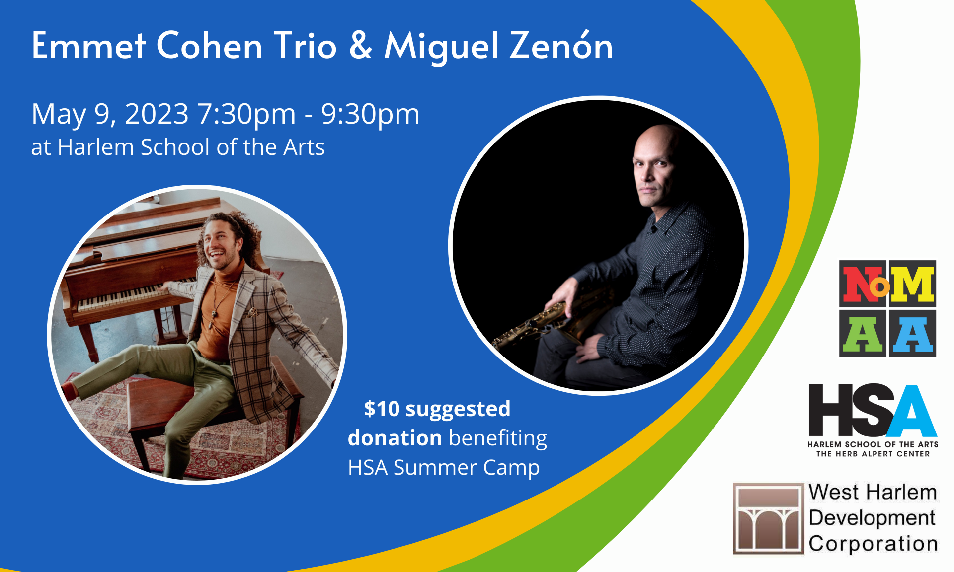 HSA benefit with Emmet Cohen Trio & Miguel Zenón background image