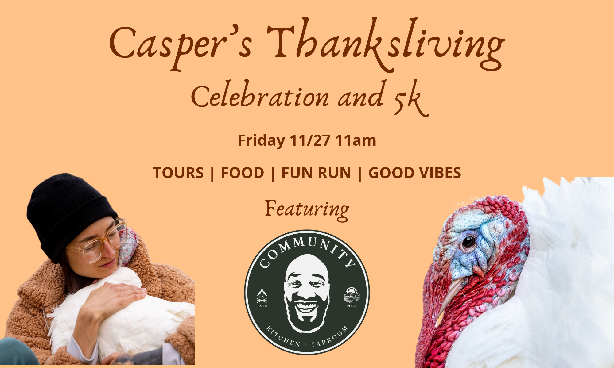 ThanksLiving 2026 @ The Farm + Casper's Run/Walk 5K background image
