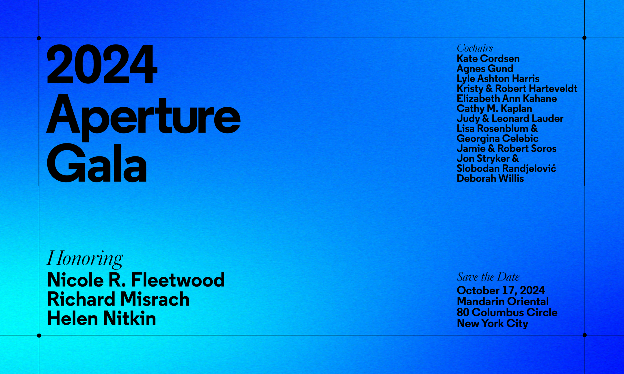 Aperture Gala honoring Nicole R. Fleetwood, Richard Misrach, and Helen Nitkin background image