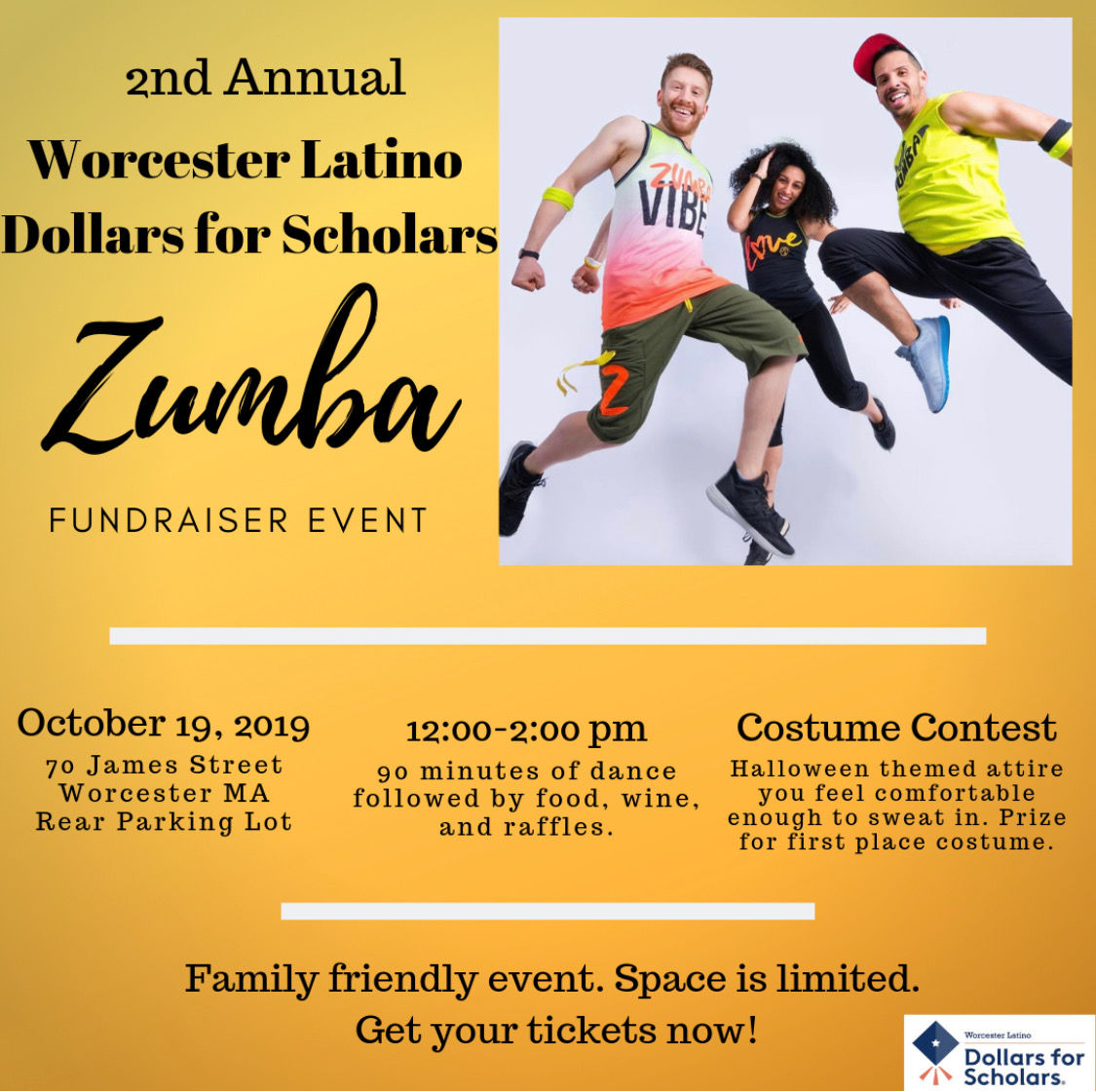 WLDS Zumba Fundraiser Event by Worcester Latino Dollars for Scholars, Inc., image size:1125x1121