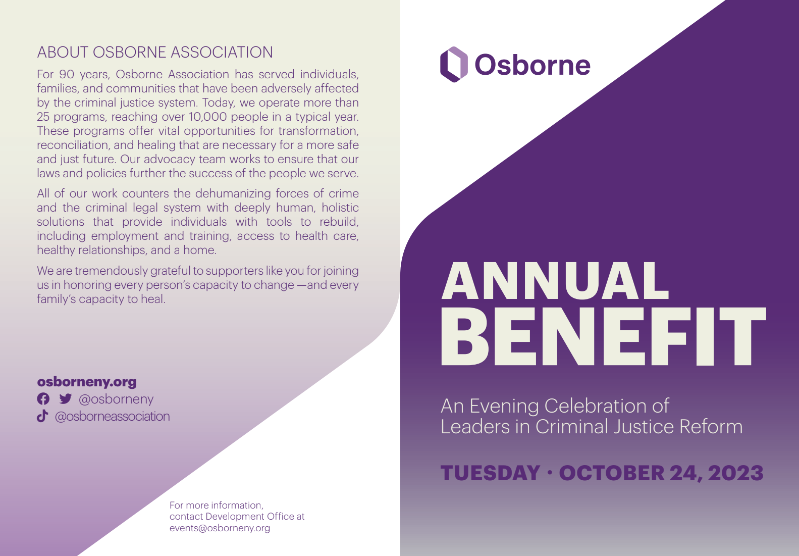 Annual Benefit 2023 Tables and Tickets by Osborne Association