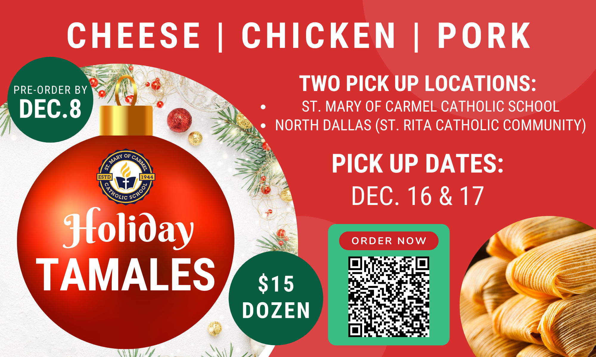 Holiday Tamales Sale by St. Mary of Carmel Catholic School