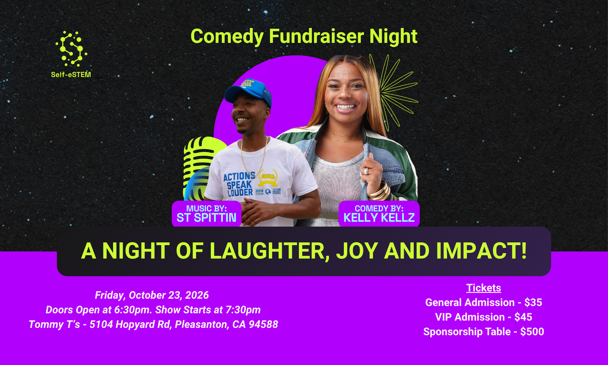 Self-eSTEM x Tommy T's Comedy Fundraiser - October 2026 background image