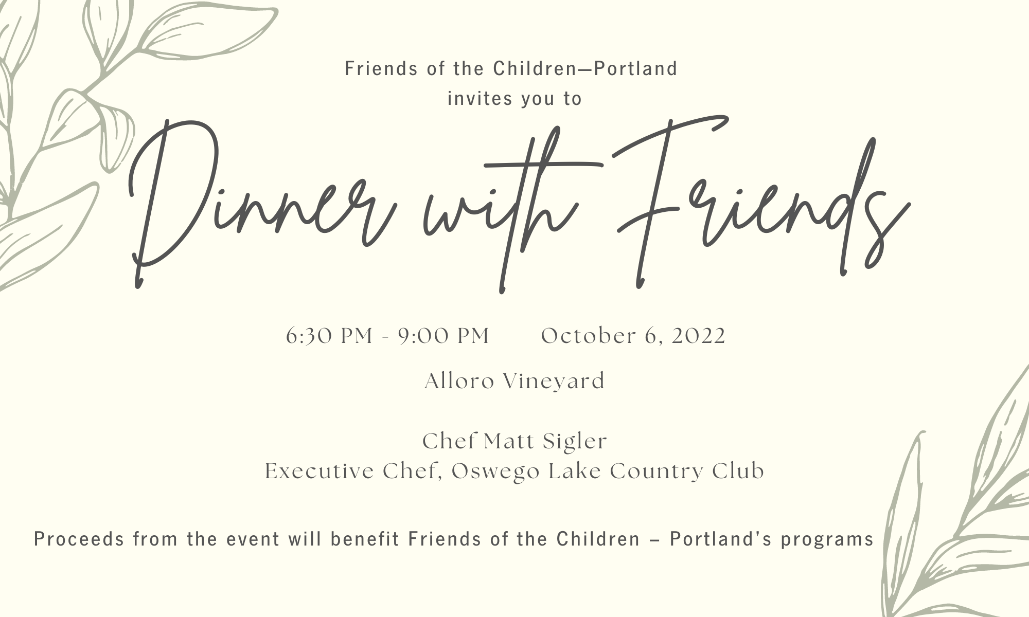 Dinner With Friends By Friends Of The Children Portland