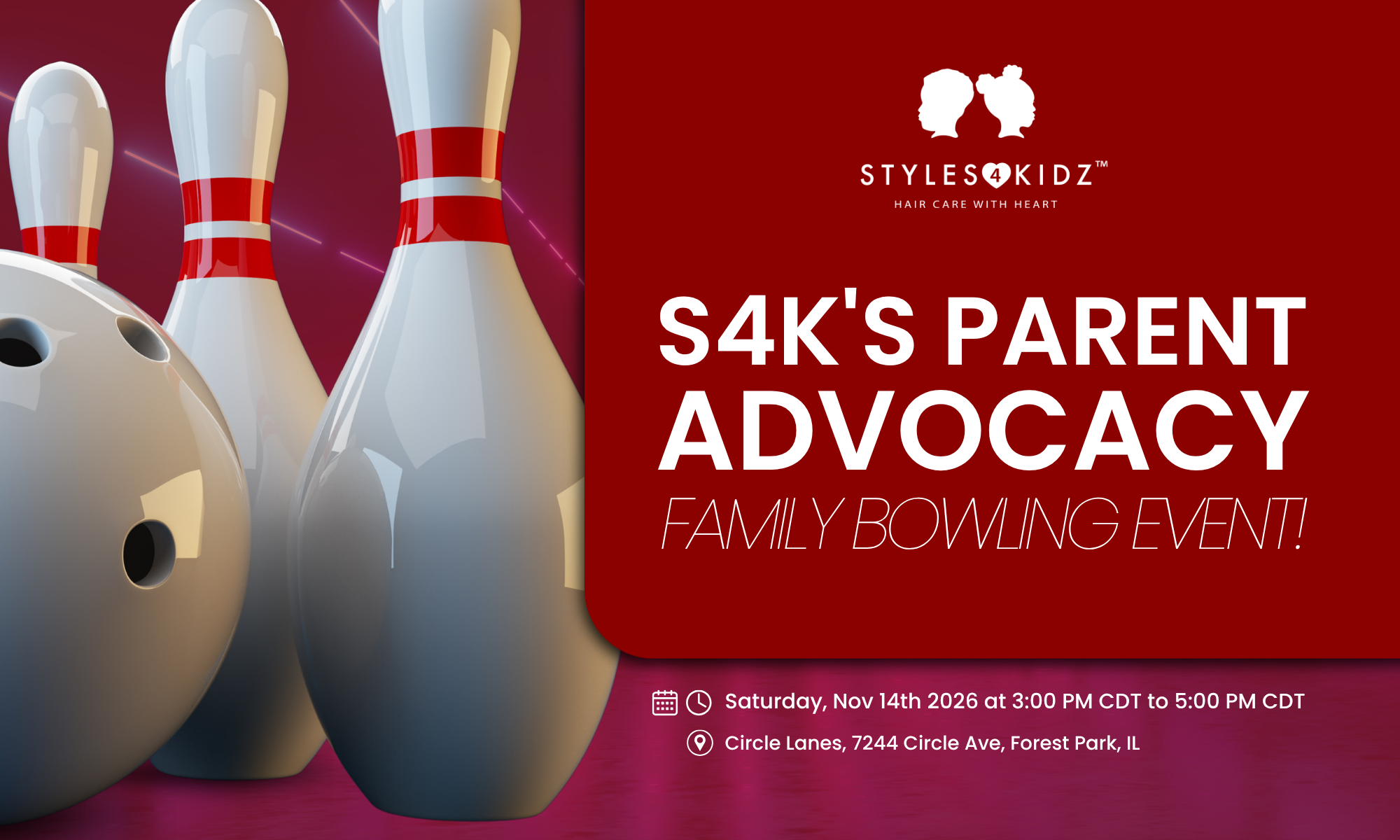 S4K's Parent Advocacy Family Bowling Event! background image