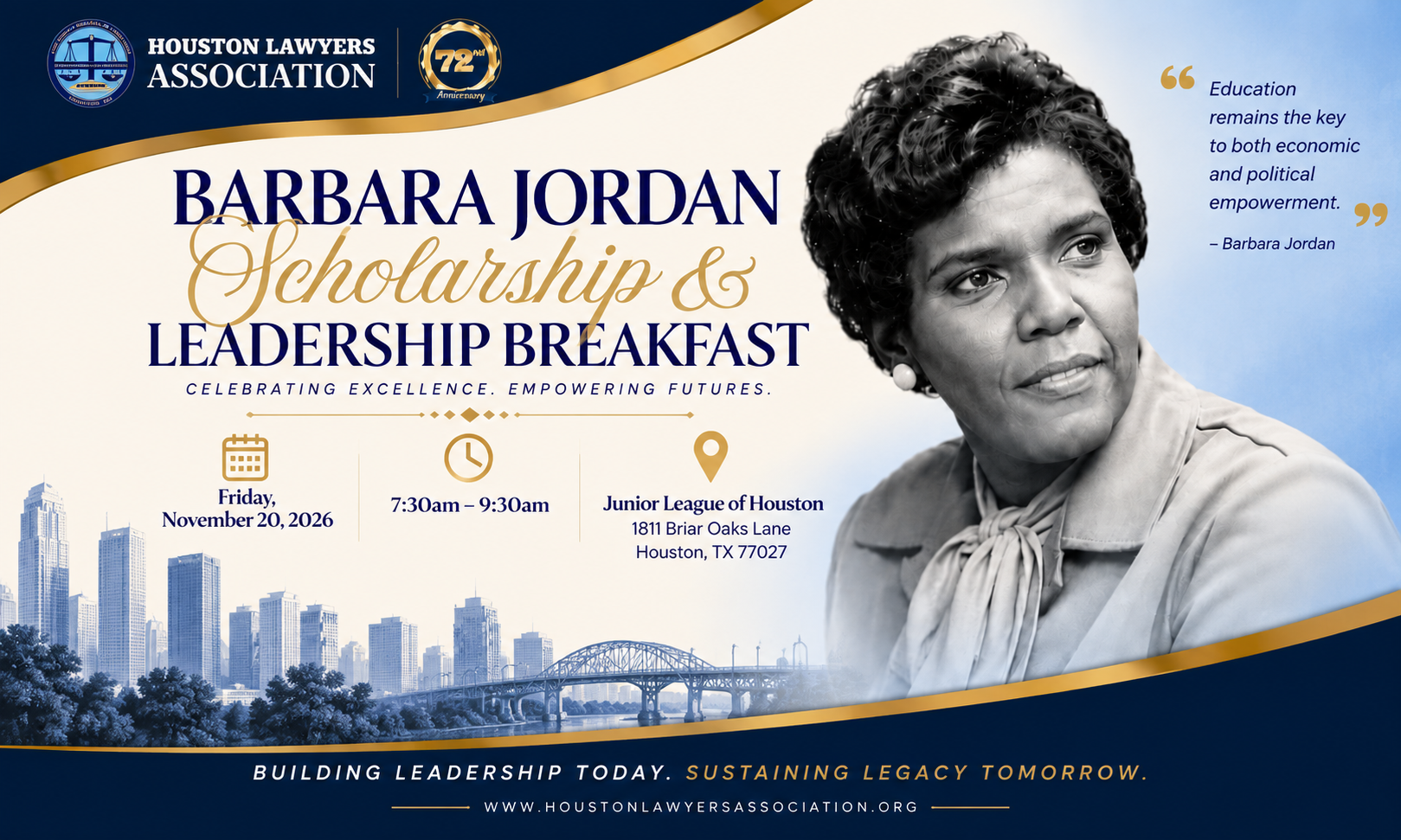 2026 Barbara Jordan Scholarship & Leadership Breakfast background image