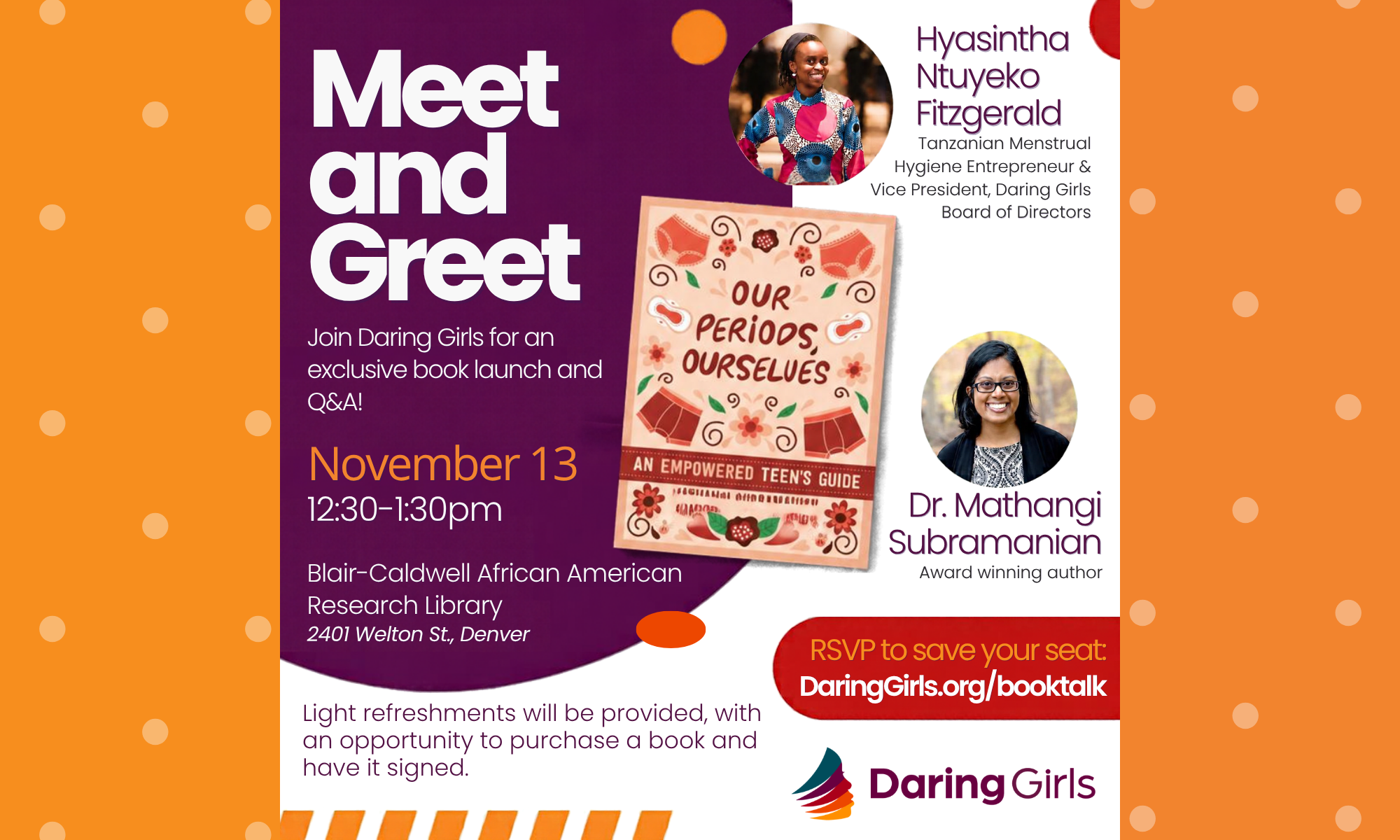 Nov. 13 Book Talk: Our Periods, Ourselves: An Empowered Teen's Guide background image