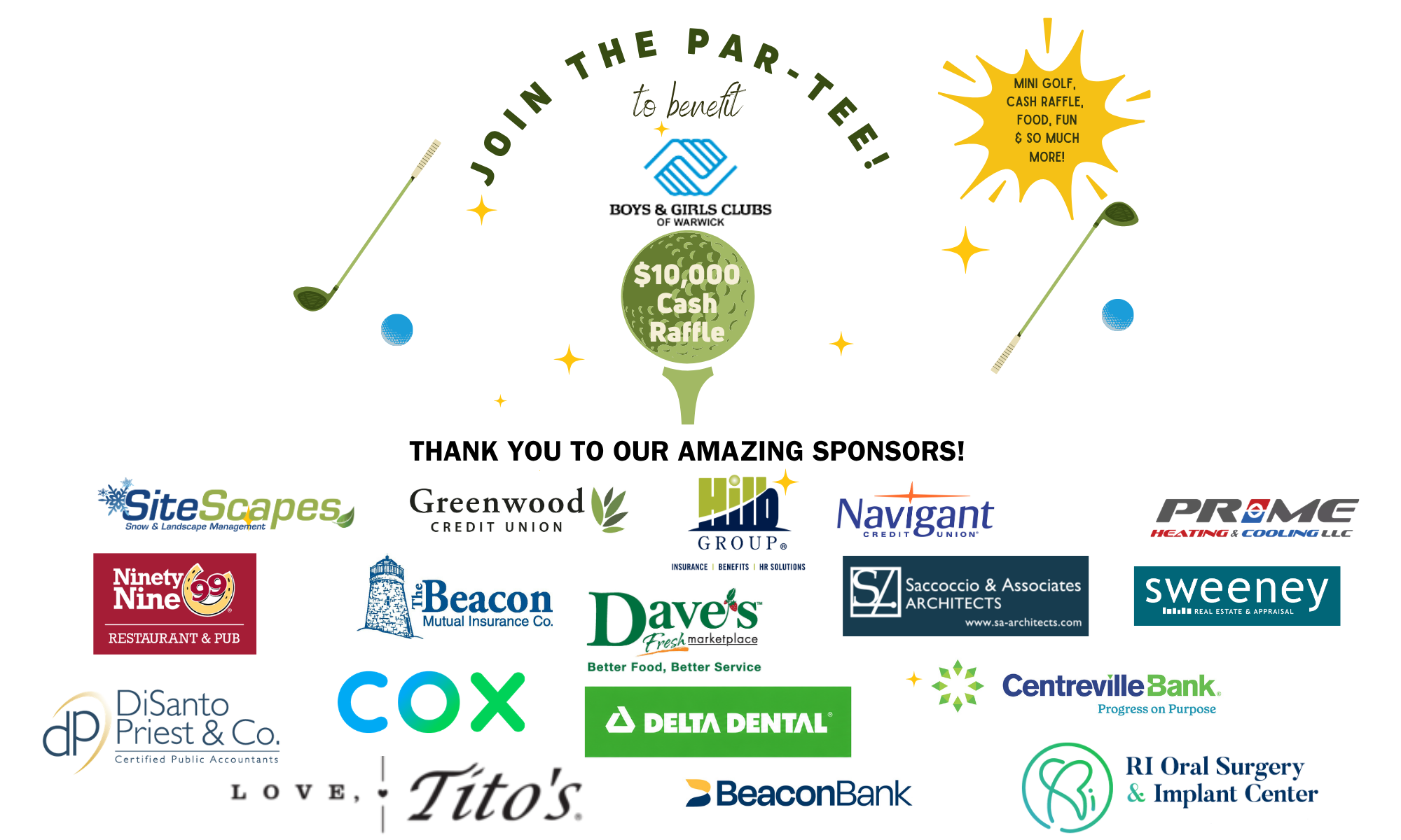 $10,000 Par-Tee! Mini Golf! Fun! Food! Drinks! $10,000 Cash Raffle!  background image