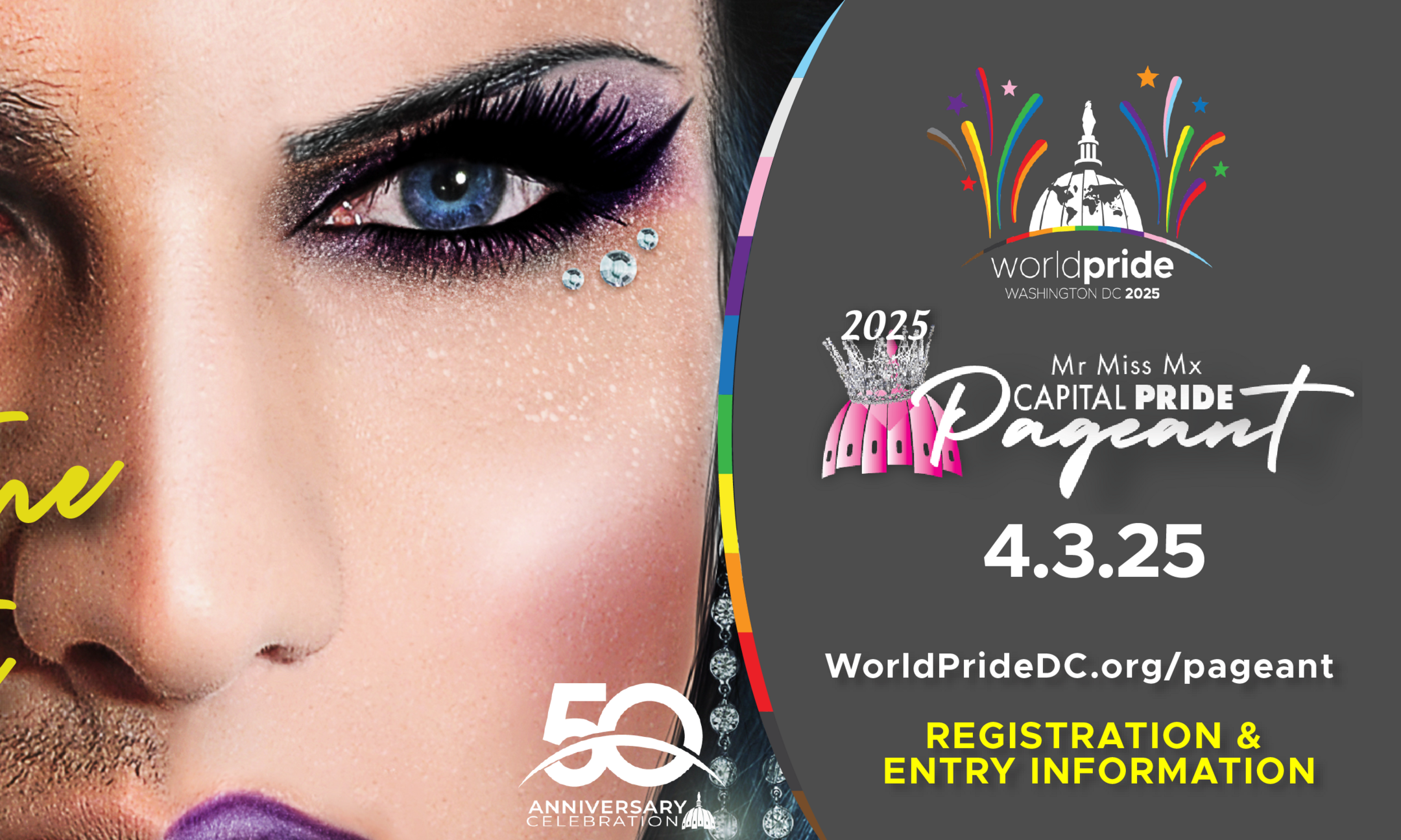 Mr., Miss, & Mx Capital Pride 2025 Pageant Application Fee background image