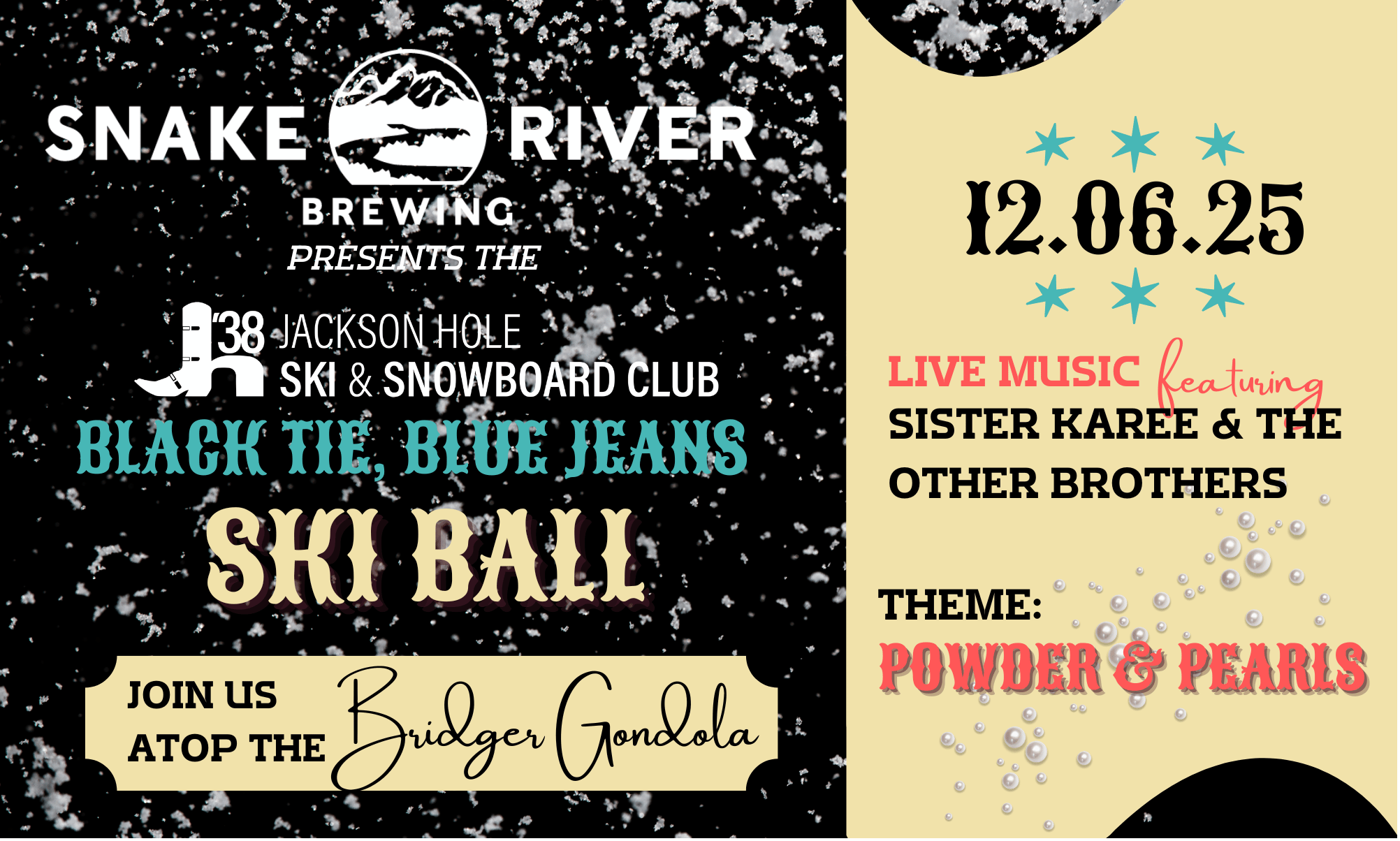 2025 Snake River Brewing Black Tie, Blue Jeans Ski Ball Tickets background image