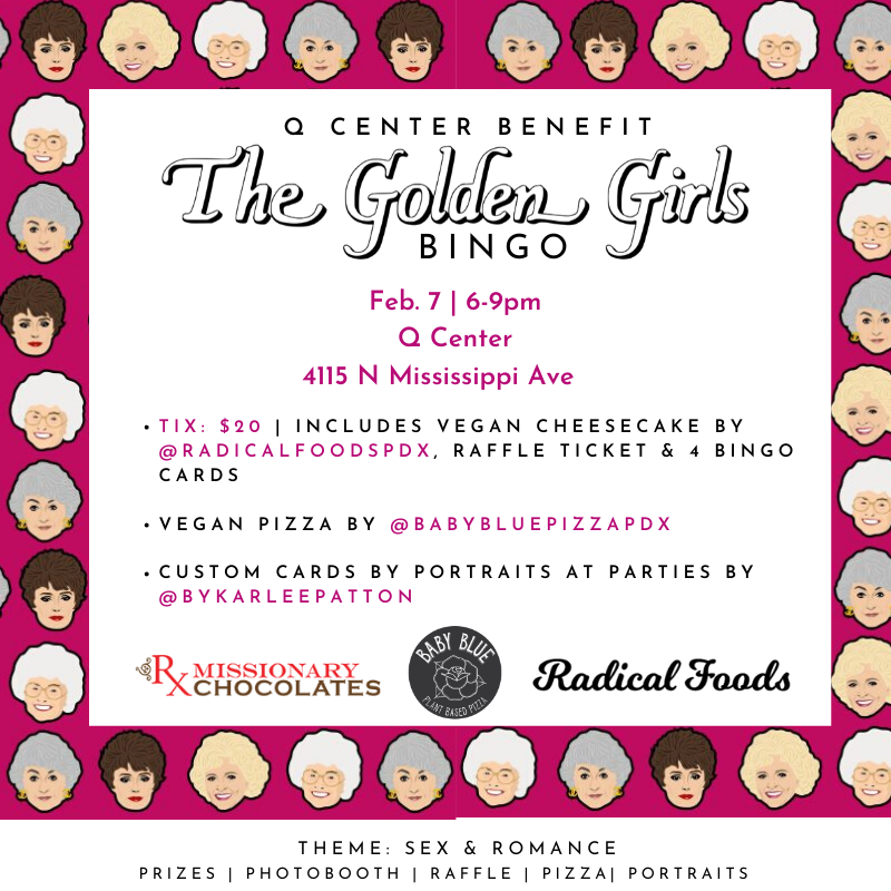 Golden Girls Bingo | Sex & Romance Theme - Q Center Fundraiser  background image