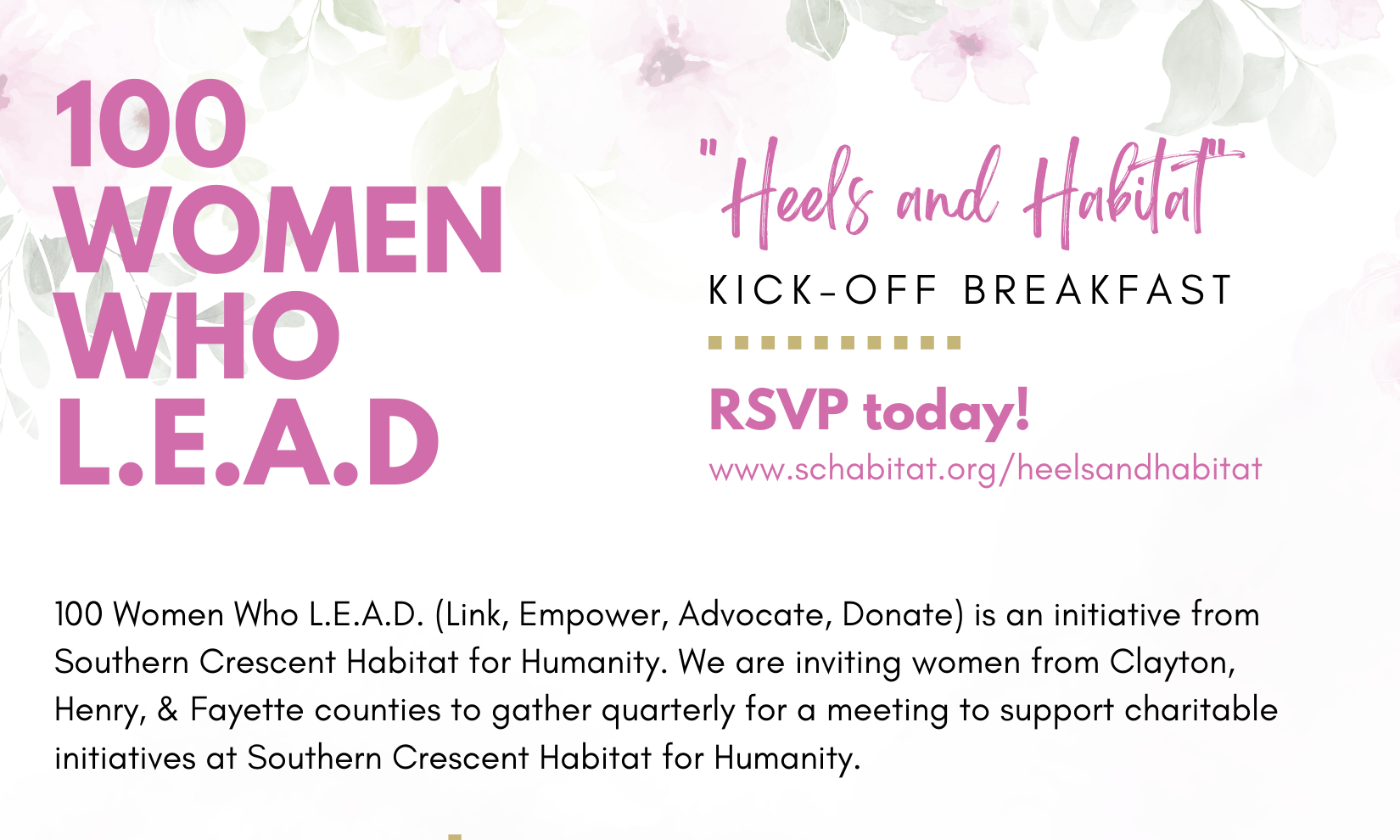 "Heels & Habitat" 100 Women Who L.E.A.D Kickoff Breakfast background image