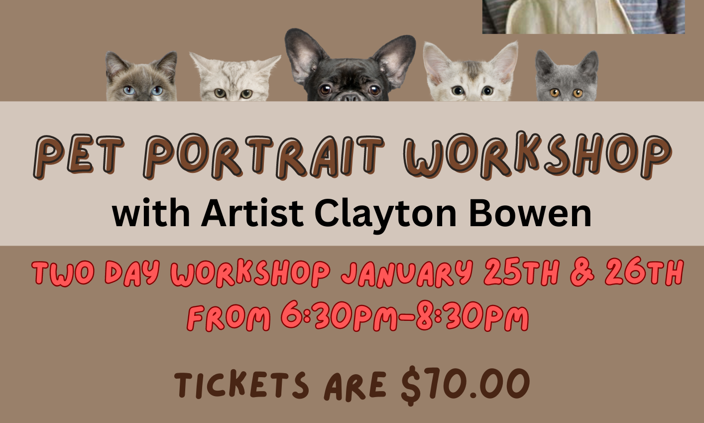 Two Day Pet Portrait with Artist Clayton Bowen by Live Oak Art