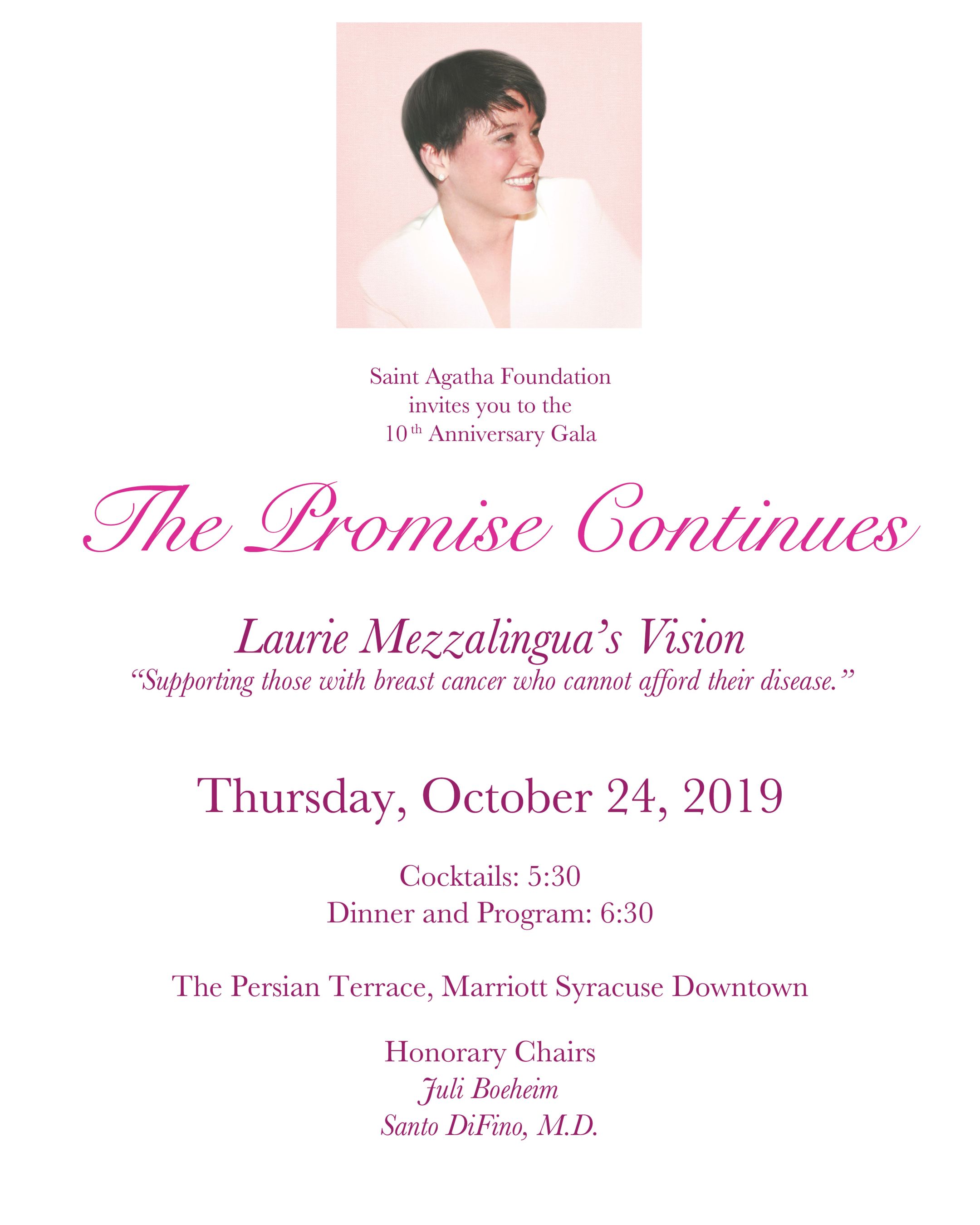 The Promise Continues: A Gala Celebrating Ten Years of the Saint Agatha Foundation  background image