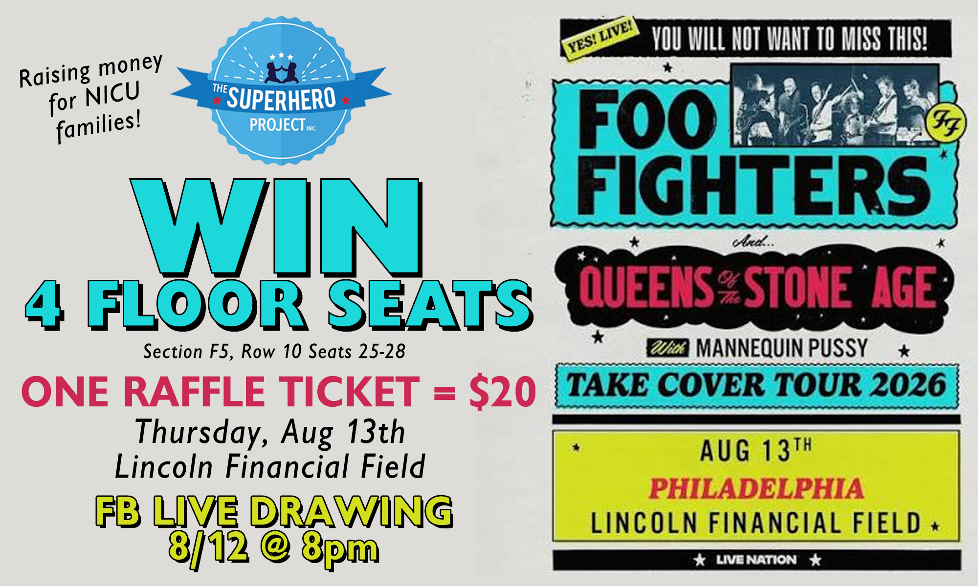 RAFFLE: Foo Fighters Queens of the Stoneage at the Linc background image