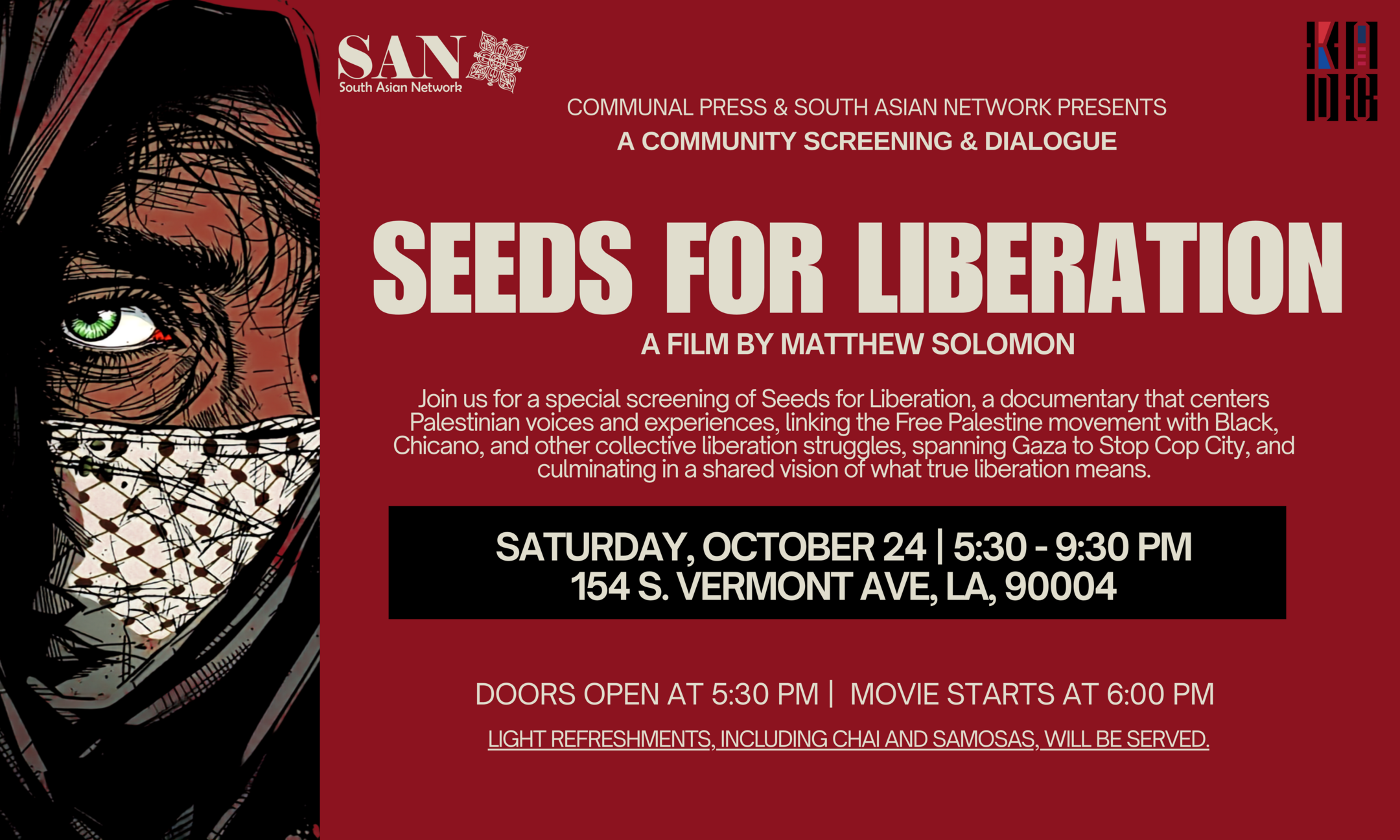 Seeds For Liberation Movie Screening background image