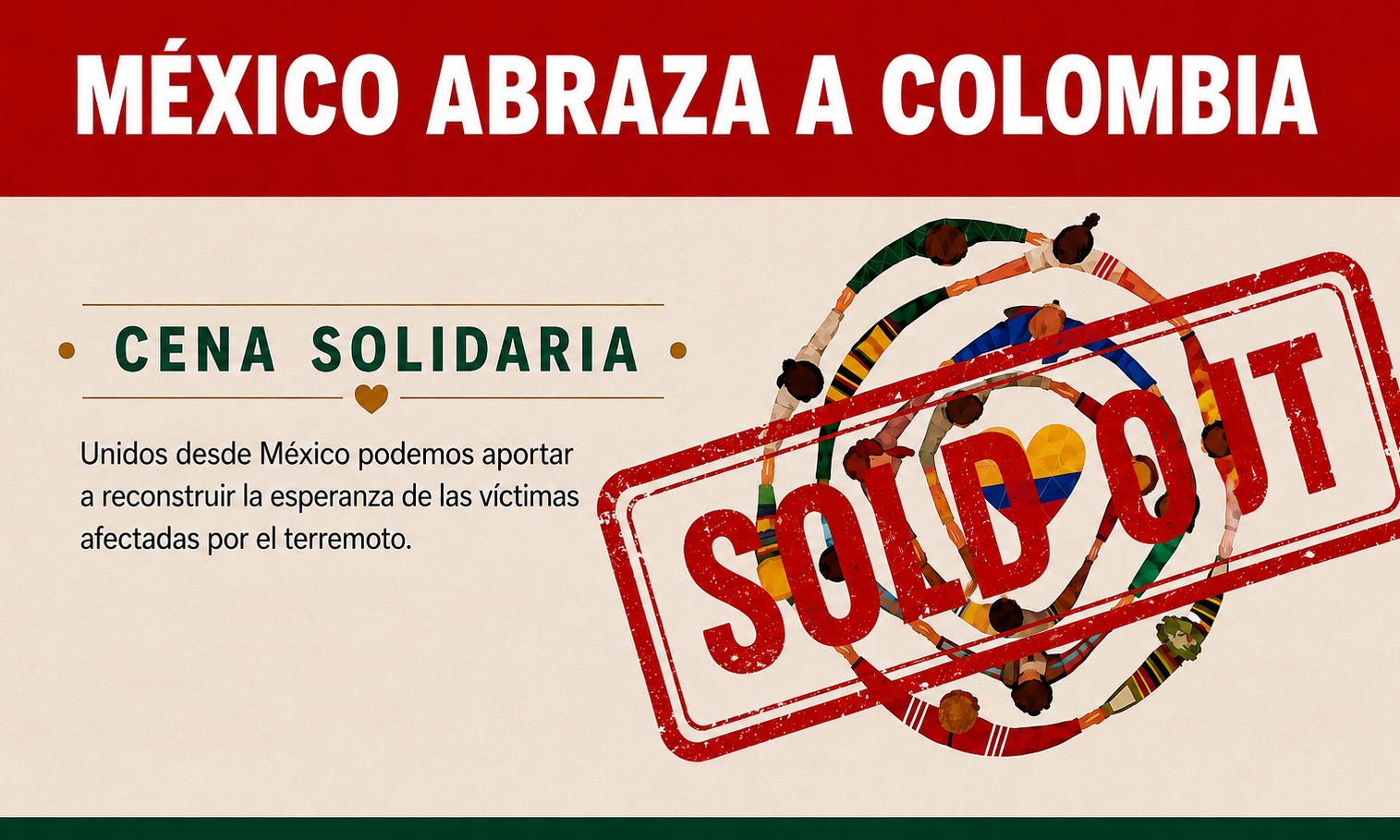 EVENTO CERRADO - México Abraza a Colombia: Cena Solidaria por las víctimas del terremoto background image