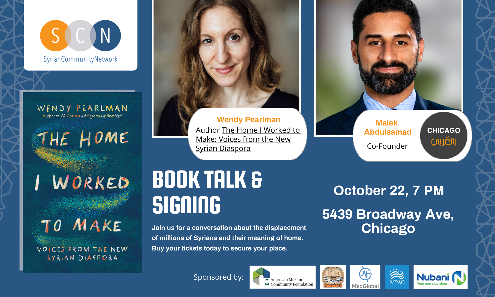 Wendy Pearlman in Discussion with Malek Abdulsamad on "The Home I Worked to Make: Voices from the New Syrian Diaspora" background image