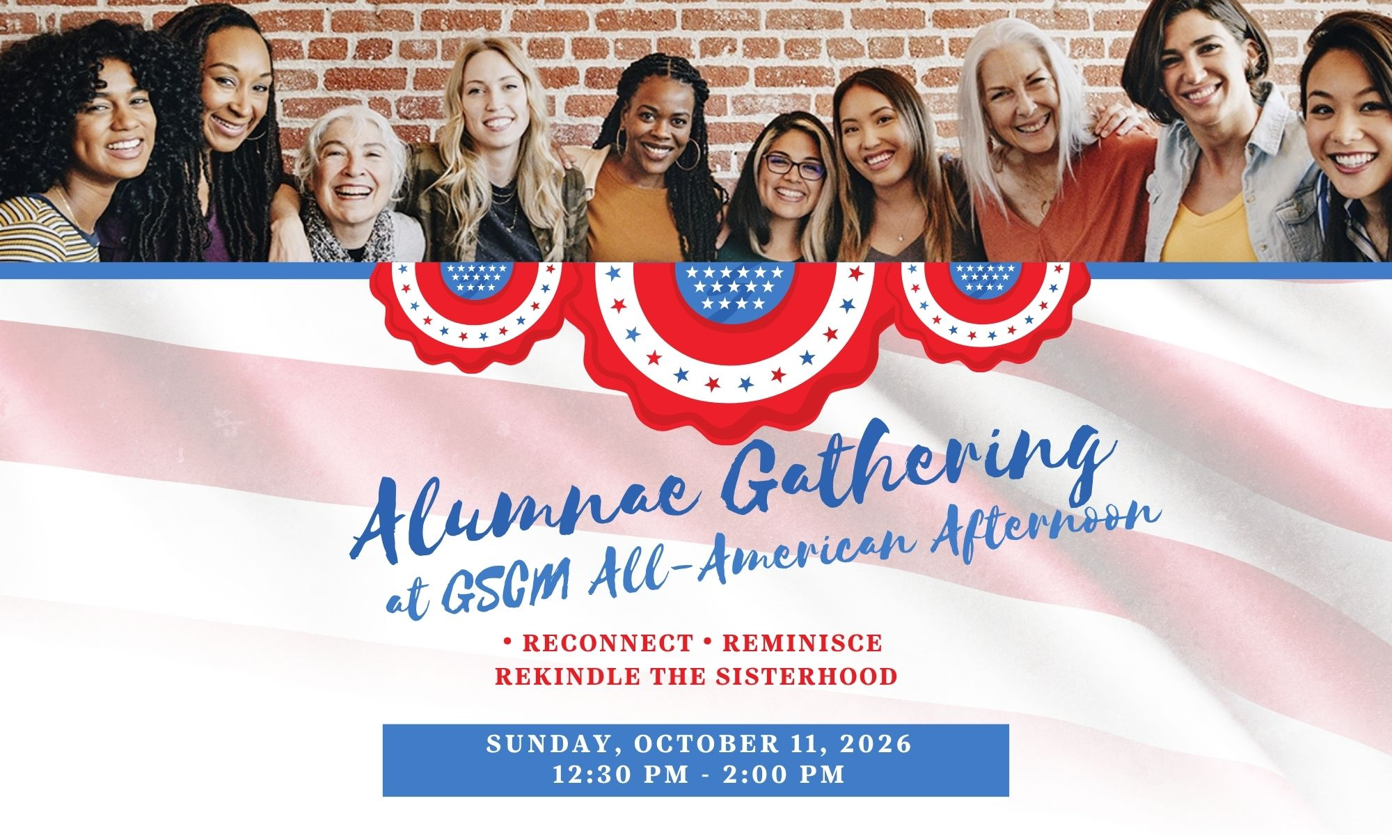October 11th Alumnae Gathering at GSCM All-American Afternoon background image