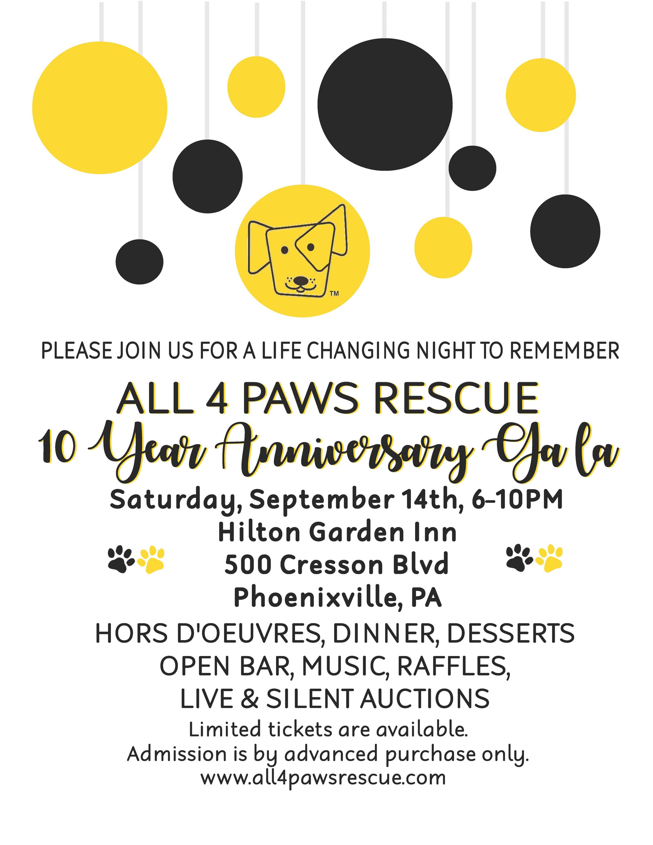 All 4 Paws Rescue's 10th Anniversary Gala by All 4 Paws Rescue