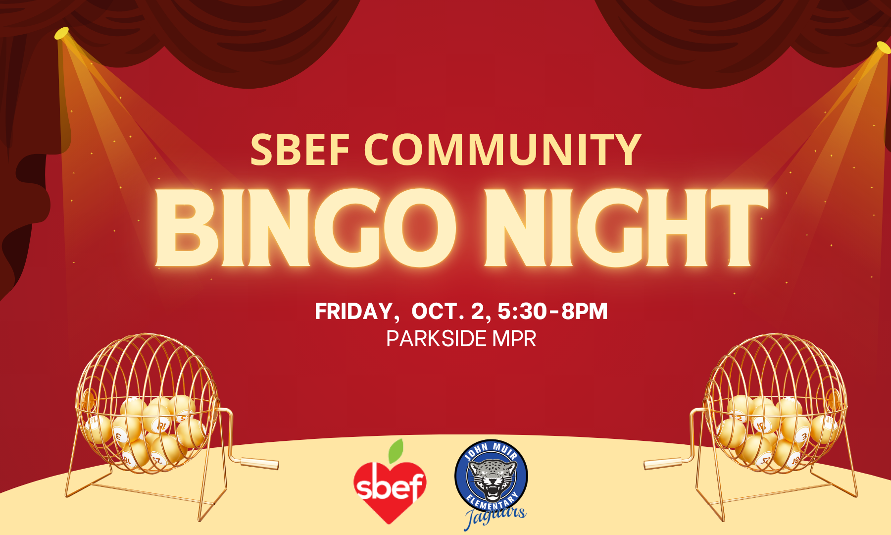 SBEF Presents: Community Bingo Event with Snack Bar Run by John Muir PTA background image