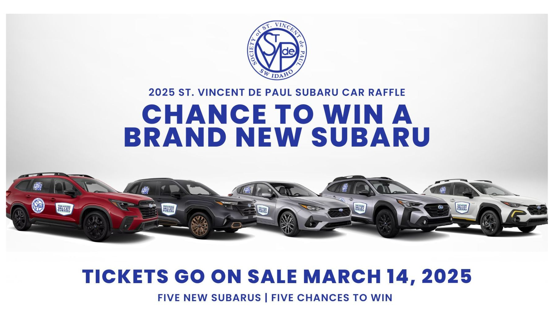 2025 St. Vincent de Paul Subaru Car Raffle Tickets  background image