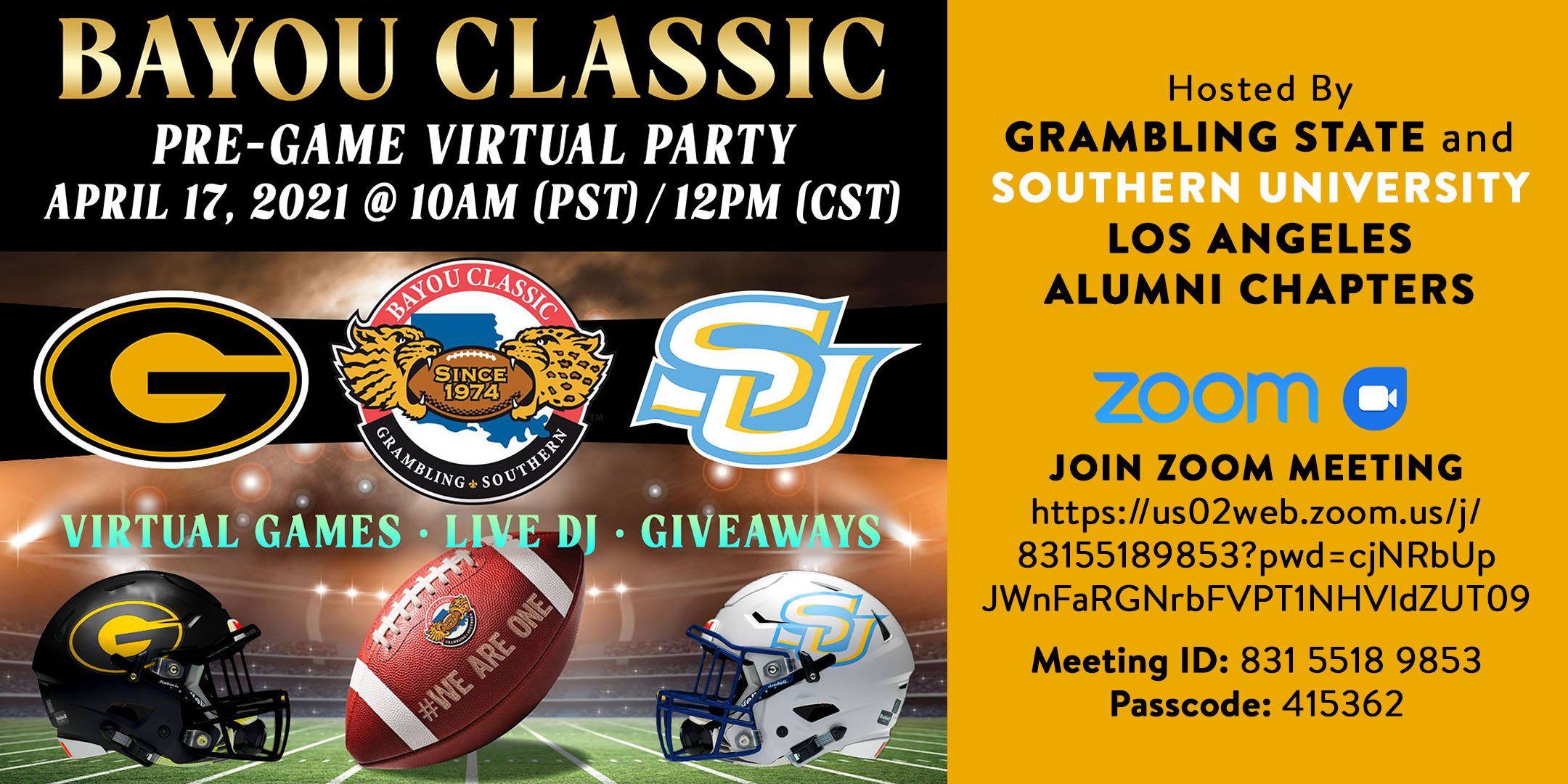Donate Now Bayou Classic 2021 PreGame event Grambling University