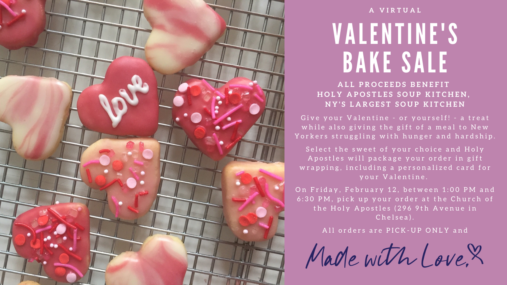 Virtual Valentine's Day Bake Sale by Holy Apostles Soup Kitchen