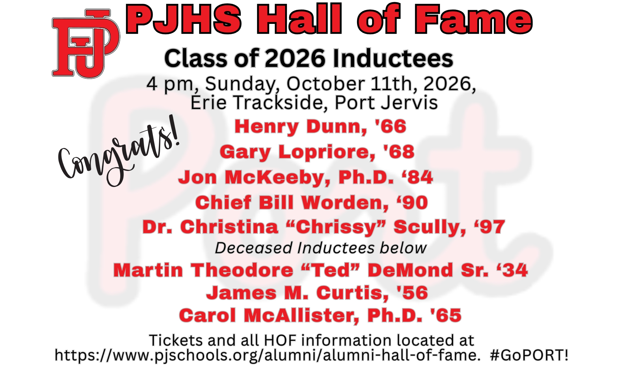 PJHS HOF 2026 Induction Ceremony and Banquet background image